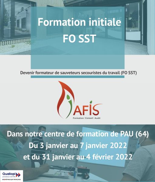 Formation de formateur SST, au mois de janvier 2022